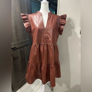 Great fall dress -faux leather material